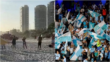 Racing en Brasil: balearon a dos hinchas en un intento de robo en una playa de Río de Janeiro